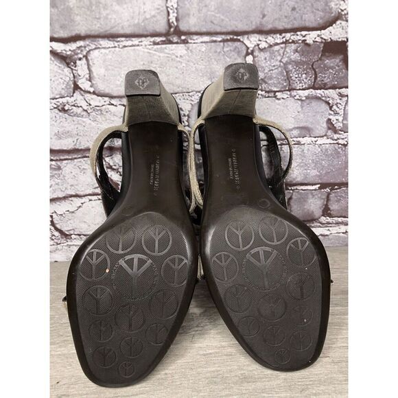 Donald J. Pliner Peggy Gray Shimmer Leather T- Strap Heels Sandals Women Sz 11M - Picture 12 of 16